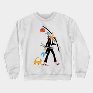 Samurai Girl & Kitten Crewneck Sweatshirt